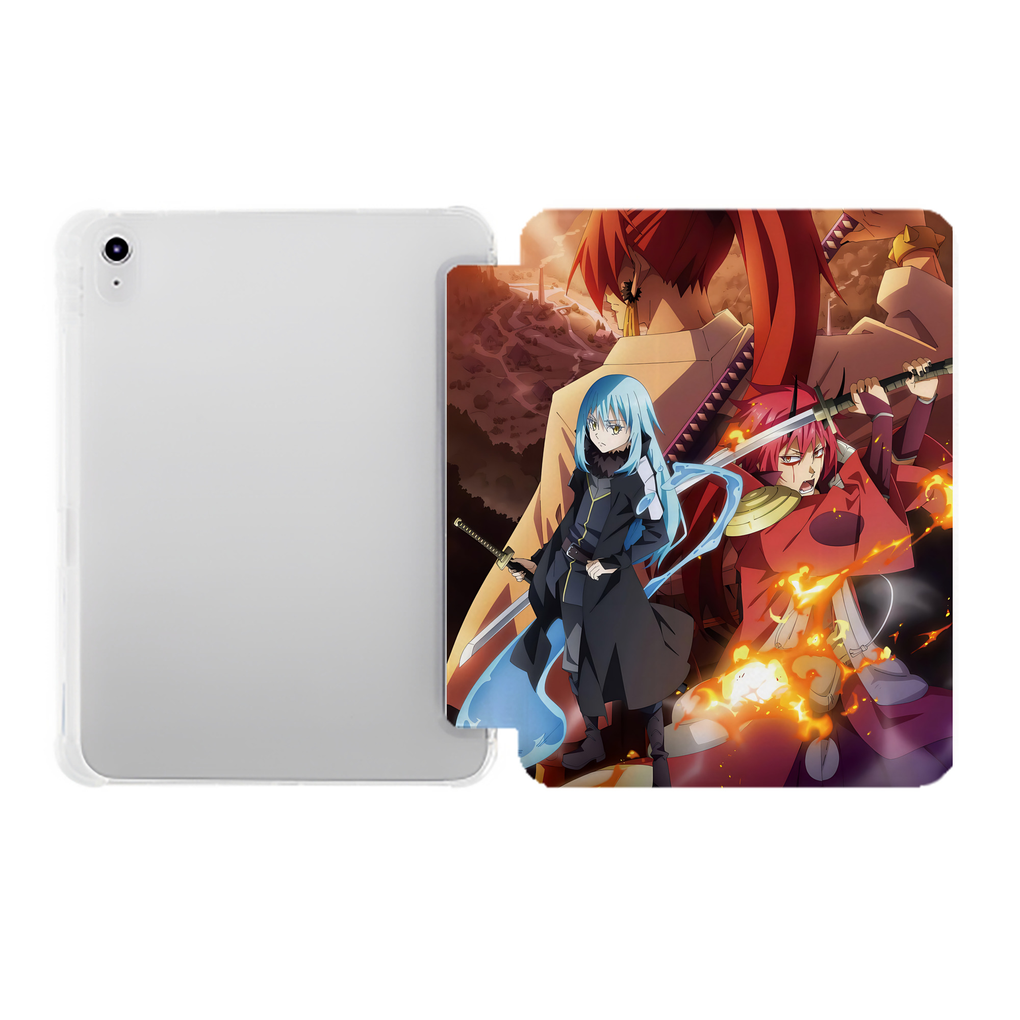 （画像用） 転スラ Regarding Reincarnated to Slime IPad ケース ペン収納付き 三つ折りスタンド PUレザー×シリコン 対応機種9.5/10.5/10.9インチ